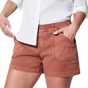 SPANX Stretch Twill Brown/Terracotta Shorts, 5” Inseam, Slimming, Flattering, XS